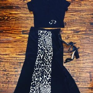 High waist cheetah print skirt